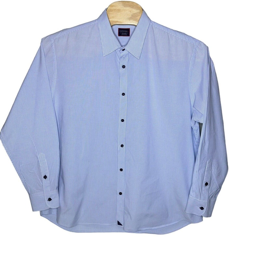 UNTUCKit Long Sleeve Button Down Blue Pinstripe Men’s Size XXXL 3XL